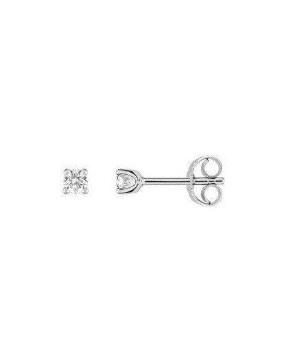 Boucles oreilles or gris diamants 4 griffes 0.15 carat