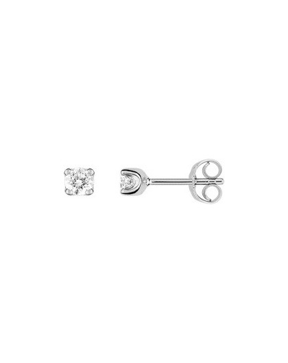 Boucles oreilles or gris diamants 4 griffes 0.30 carat
