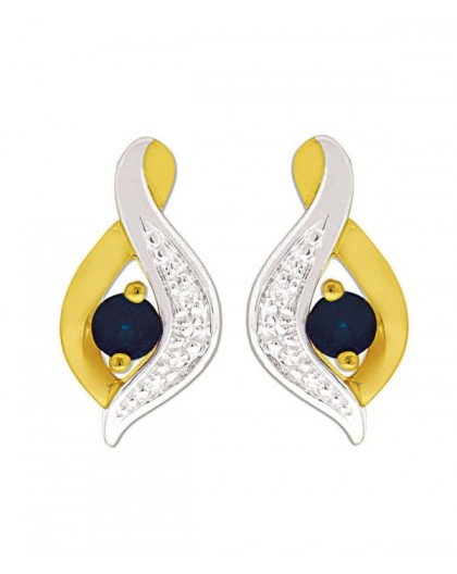 Boucles d'oreilles or et saphirs volute bicolore