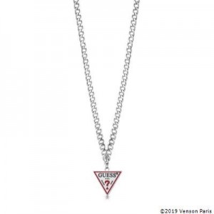 Collier Guess UBN29058 triangle logo argenté