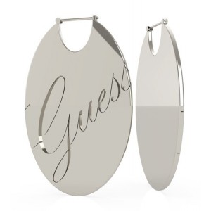 Créoles disques Guess UBE79144 logo argenté