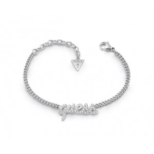 Bracelet Guess UBB10704A logo strass argenté