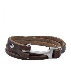 Bracelet Fossil JF02205040 homme cuir ancre