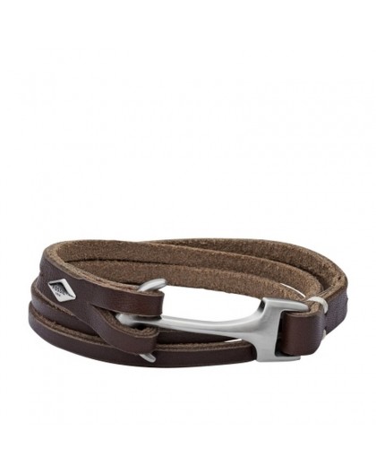 Bracelet Fossil JF02205040 homme cuir ancre